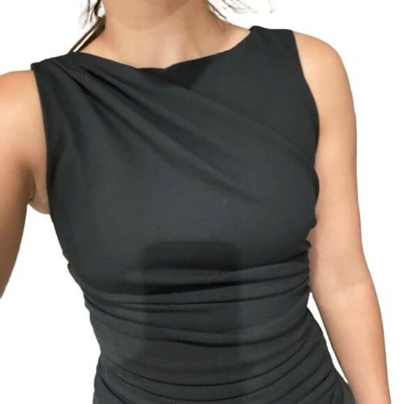 XS Abercrombie Ruched Black Mini Dress - Picture 4 of 13